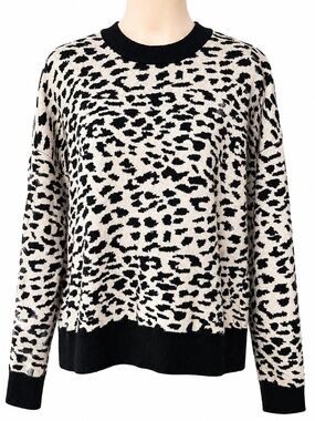 TAHARI Leopard Animal Print Jacquard Sweater NWT